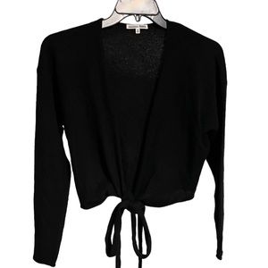 REFORMATION Tie One On Cashmere Wrap Sweater Top Women M Drop Sleeves Black